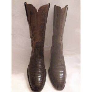 Rare designer DIFABRIZIO genuine lizard leather CUSTOM handmade BOOTS brown us10